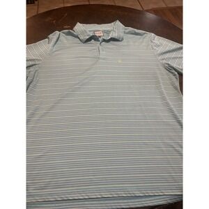 Heybo Outdoors Men's Polo Shirt Blue White Horizontal Stripe XL Dri Fit Golf